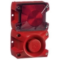Segnalatore ottico/acustico Calotta rosso Lente Rossa 24V IP66 EN 54.3/23